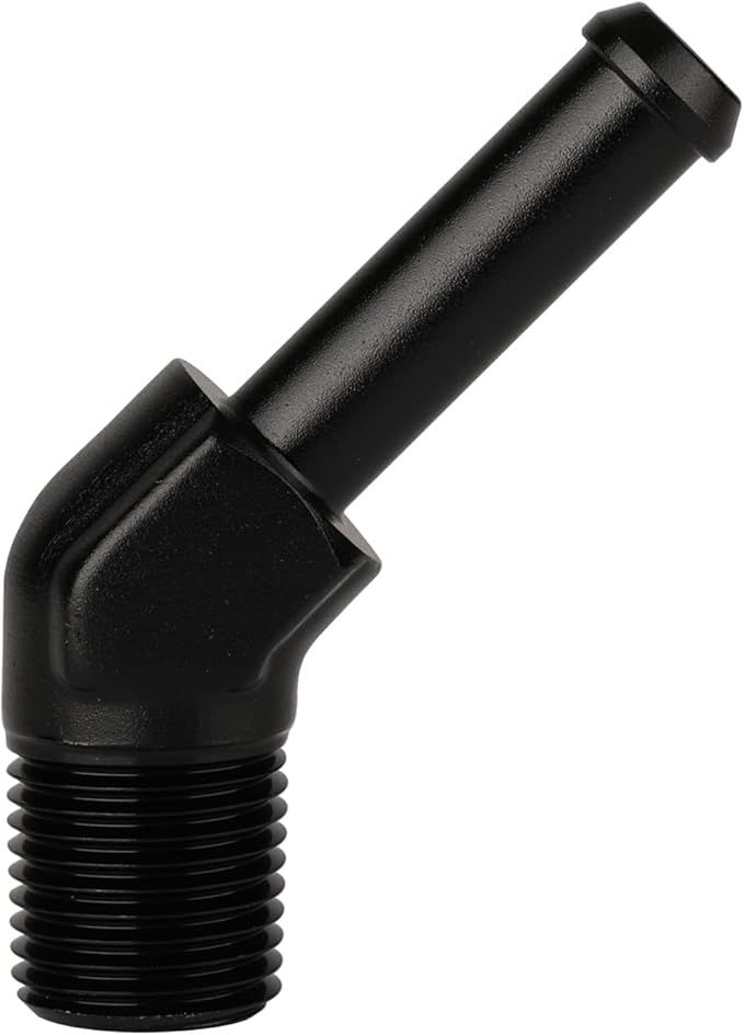 1/8 NPT Male to 1/4" Hose Barb Fitting Adapter 45 Degree Elbow Aluminum Black - Image 3