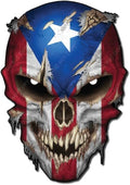 Puerto Rican Country Flag Skull Decal Sticker with Reflective Eyes America Puerto Rico Pride Stickers for Cars Trucks Star Logo Emblem Graphic - Safe for Vehicle Paint - 3M Vinyl Graphic