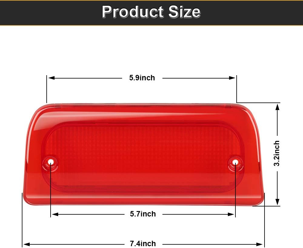 3rd Third Brake Light Lens Red Cover with Seal Gasket Extended Cab Only Compatible with 1994-2003 Chevy S10 GMC Sonoma 1997-2000 Isuzu Hombre High Mount Stop Lamp Assembly
