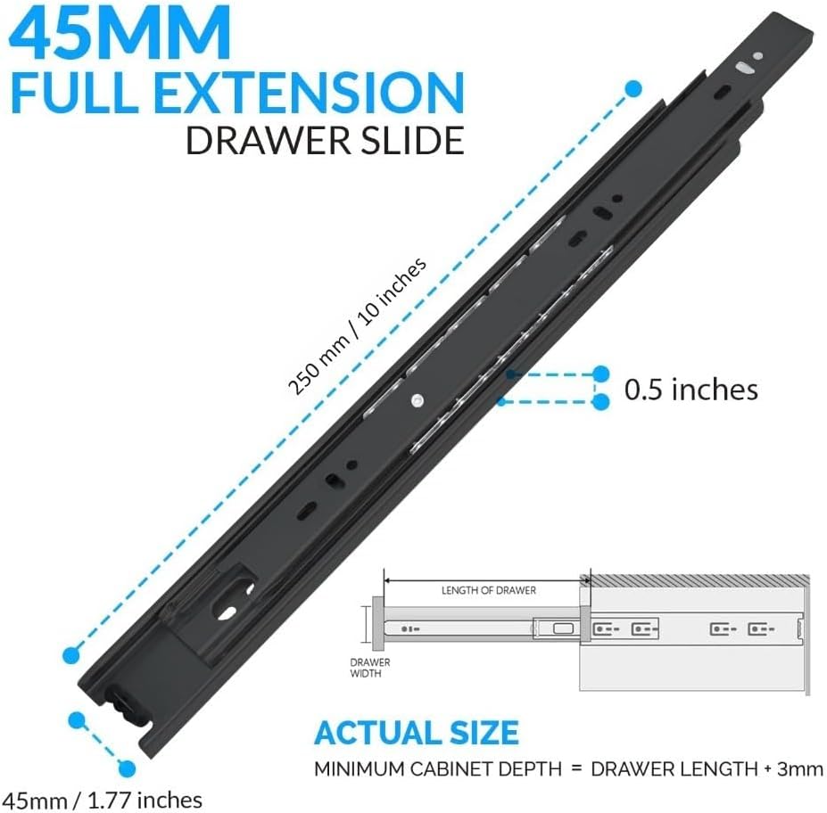 10 inch drawer slides 4 pairs (8pcs) side shown in use
