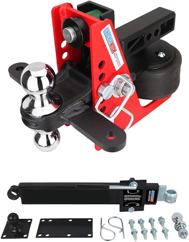 Shocker Sport Air Receiver Hitch & Sway Control Towing Kit, Fits 2" Hitch, Has Chrome Combo 2" & 2-5/16" Balls & 1 Sway Bar