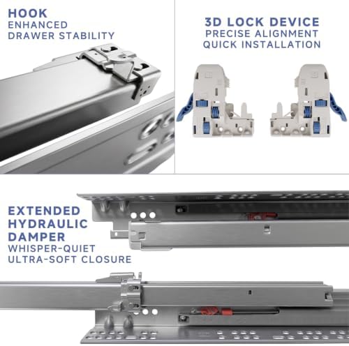 6 pair 21 inch (533mm) undermount soft close, package contents