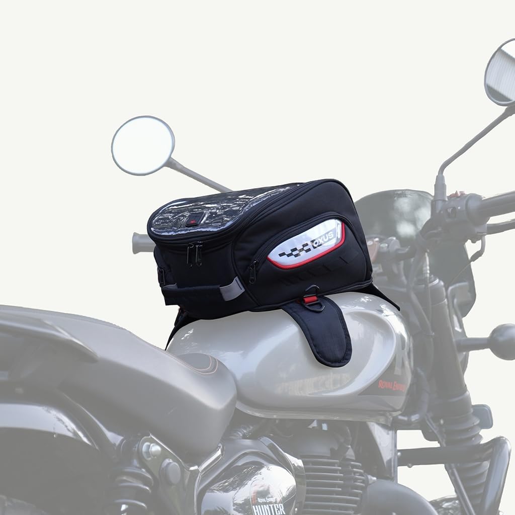 ViaTerra Oxus 13L Magnetic Motorcycle Tank Bag – Converts to Backpack Scratch-Free Leather Base Rain Cover Included EBC Net Universal Fit for Touring & Adventure Riders