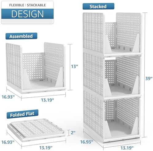 sorbus stackable closet organizer, open-front shelf bins (3, package contents