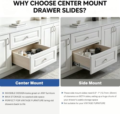 14 inch center mount drawer slides 4 pcs, package contents