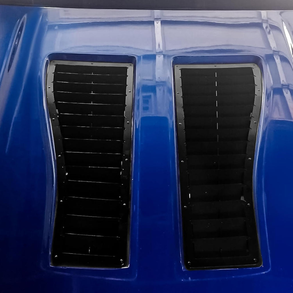HECASA Steel Hood Louver Inserts Hood Scoop Compatible with 1985-1990 Chevy Chevrolet Camaro Z28 IROC-Z IROC Vented Heat Extractor Steel Black Powder Coated