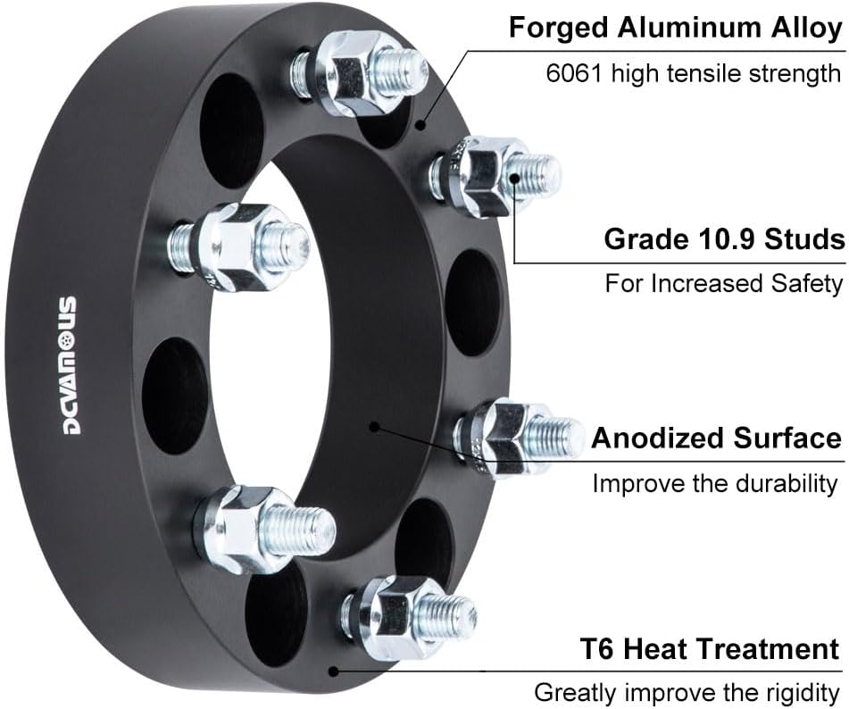 4pc Forged 6x5 to 6x5.5 Wheel Adapters 1.5 Inch 12x1.5 Studs 78.1mm Bore | Compatible with Chevy 6 Lug 6x127 Truck to 6x139.7 Rims for 2003-2006 SSR, 2002-2009 Trailblazer, 2002-2009 Envoy