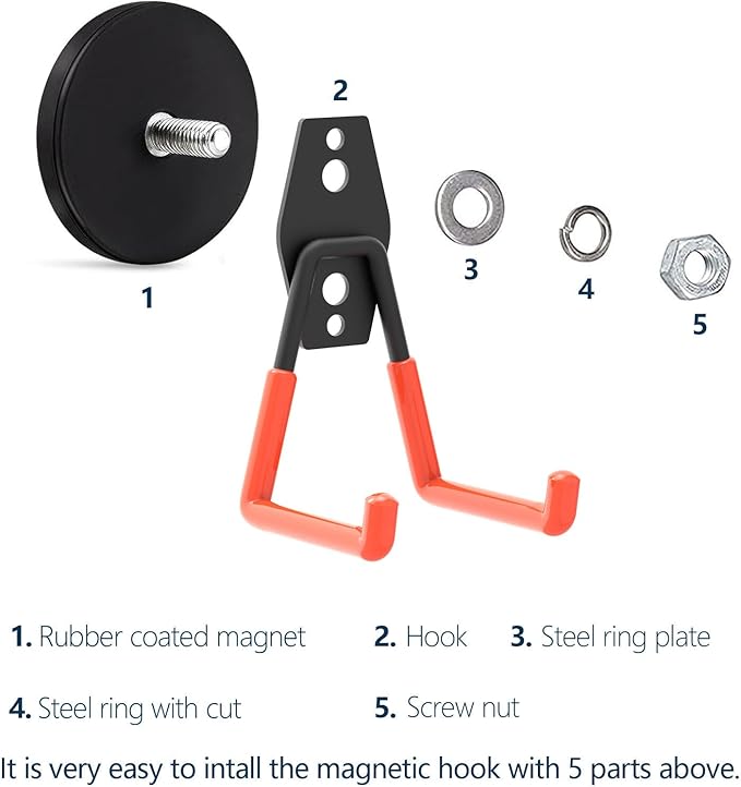 Magnetic Garage Hook, Heavy Duty Garage Storage Magnetic Hooks Steel Tool - Image 3