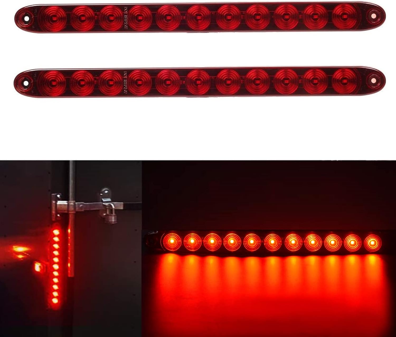 11 LED Red Trailer Brake Tail Light, 2 Pack 16” LED Bar Stop Turn Signal Tail Lights Waterproof Third 3rd Brake Strip Red Light for Marine Boats Golf Cart Offroad Truck RV UTV ATV
