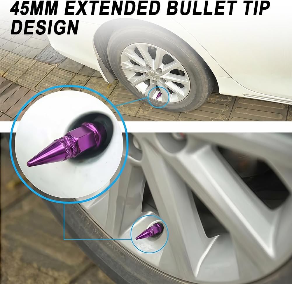 16pcs, Colorful, 45mm, Car and Motorcycle, 8v1 Universal, Hexagonal Short Pointed Bullet Shape Valve Stem Caps