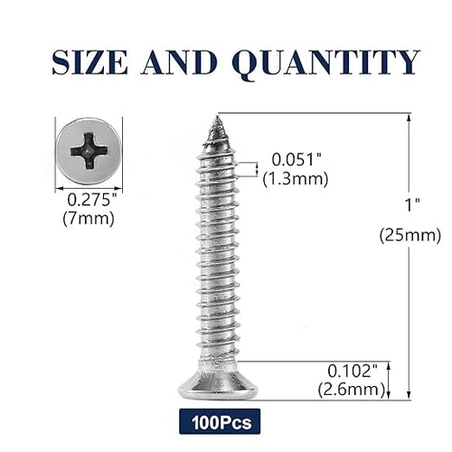 #6 x 1" Wood Screw 100Pcs 18-8 Stainless Steel Screws Flat Head Phillips Fast - Image 2