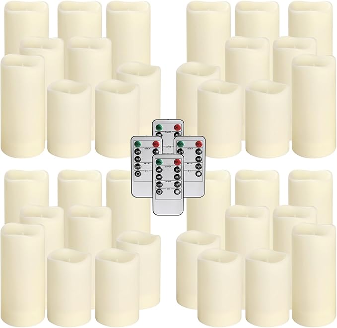 36-Pack Flickering Flameless Candles with Remote Control - LED Fake Candle Pe...