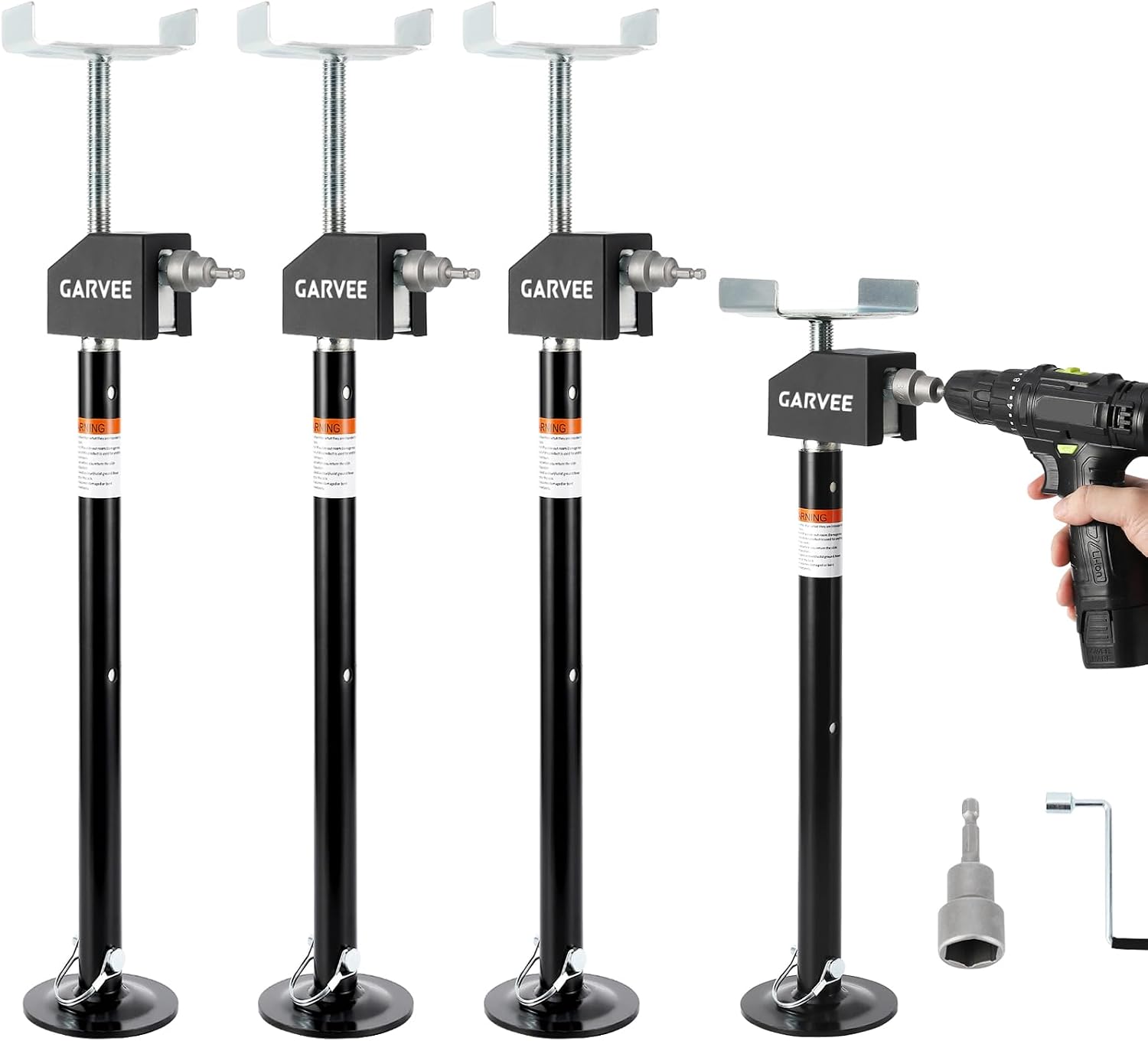 Garvee RV Slide Out Support Jacks (Set of 4) - 20,000lb Heavy Duty Rv Stabilizer Jacks Support, 21"-49" Quick-Lift Adjustable - Power Drill & Hand Crank Compatible for Campers, Travel Trailers & RVs