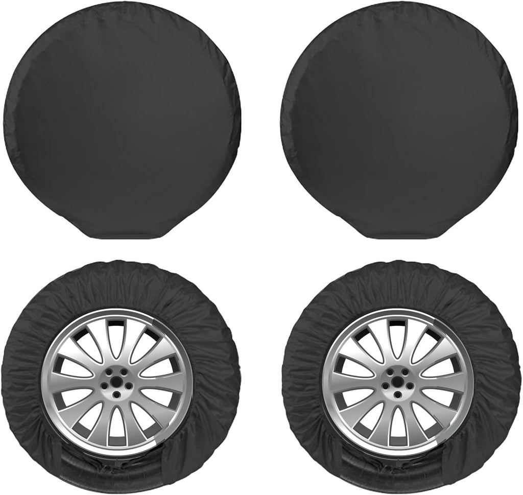 KALINCO RV Tire Covers 4 Pack, Waterproof Wheel Cover, Anti-UV Sun Rain Snow Tire Covers for Travel Trailer Truck RV SUV Camper