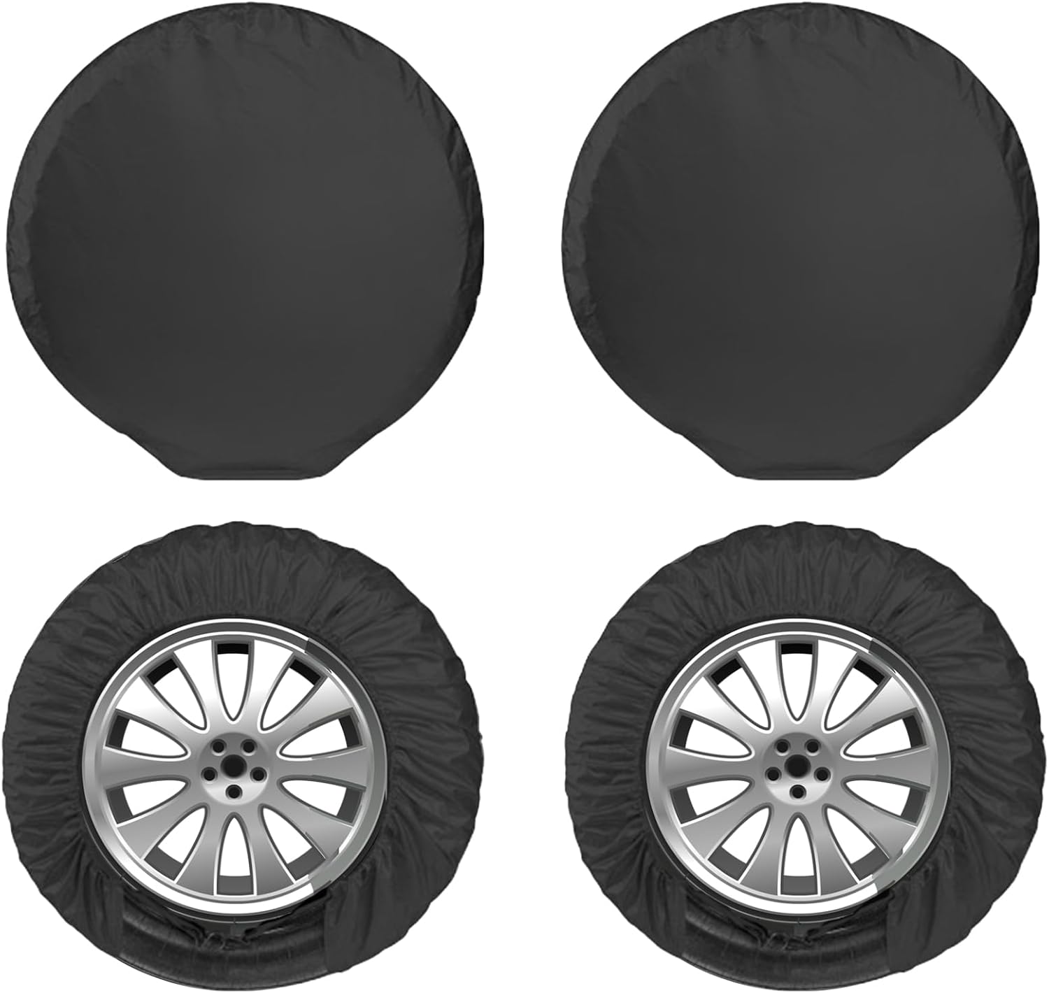 KALINCO RV Tire Covers 4 Pack, Waterproof Wheel Cover, Anti-UV Sun Rain Snow Tire Covers for Travel Trailer Truck RV SUV Camper