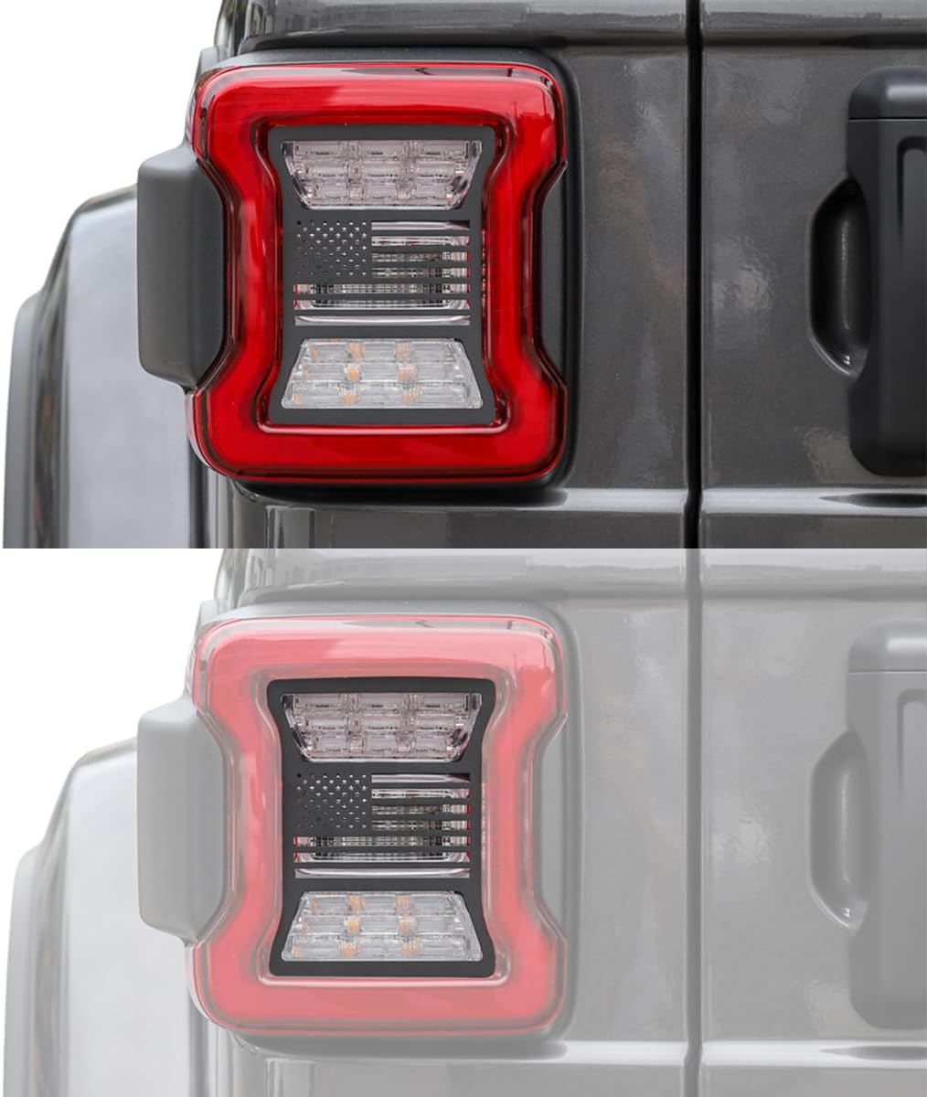 Tail Light Cover Taillight Guard Decoration Trim for Jeep Wrangler JL JLU Unlimited 2018 2019 2020 2021 2022 2023 2024 2025 2026 Tail Lamp Protector Exterior Accessories, 2Pcs USA Flag