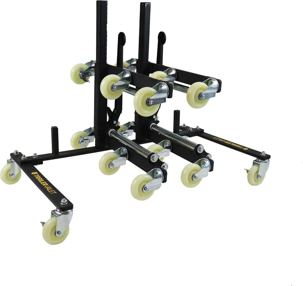 Trailer Valet TVWDX Heavy Duty 6 Wheel Tire Dolly 2 Pack 2,000 lbs. Capacity per Dolly, Sturdy Steel Frame, Polyurethane Casters with Storage Rack