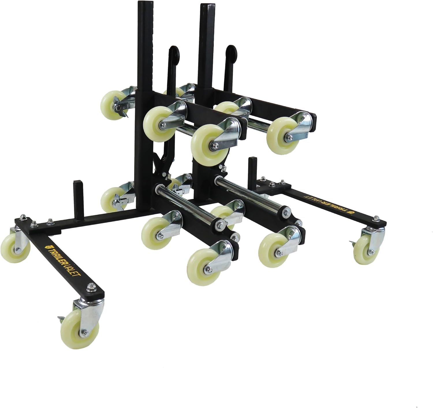 Trailer Valet TVWDX Heavy Duty 6 Wheel Tire Dolly 2 Pack 2,000 lbs. Capacity per Dolly, Sturdy Steel Frame, Polyurethane Casters with Storage Rack