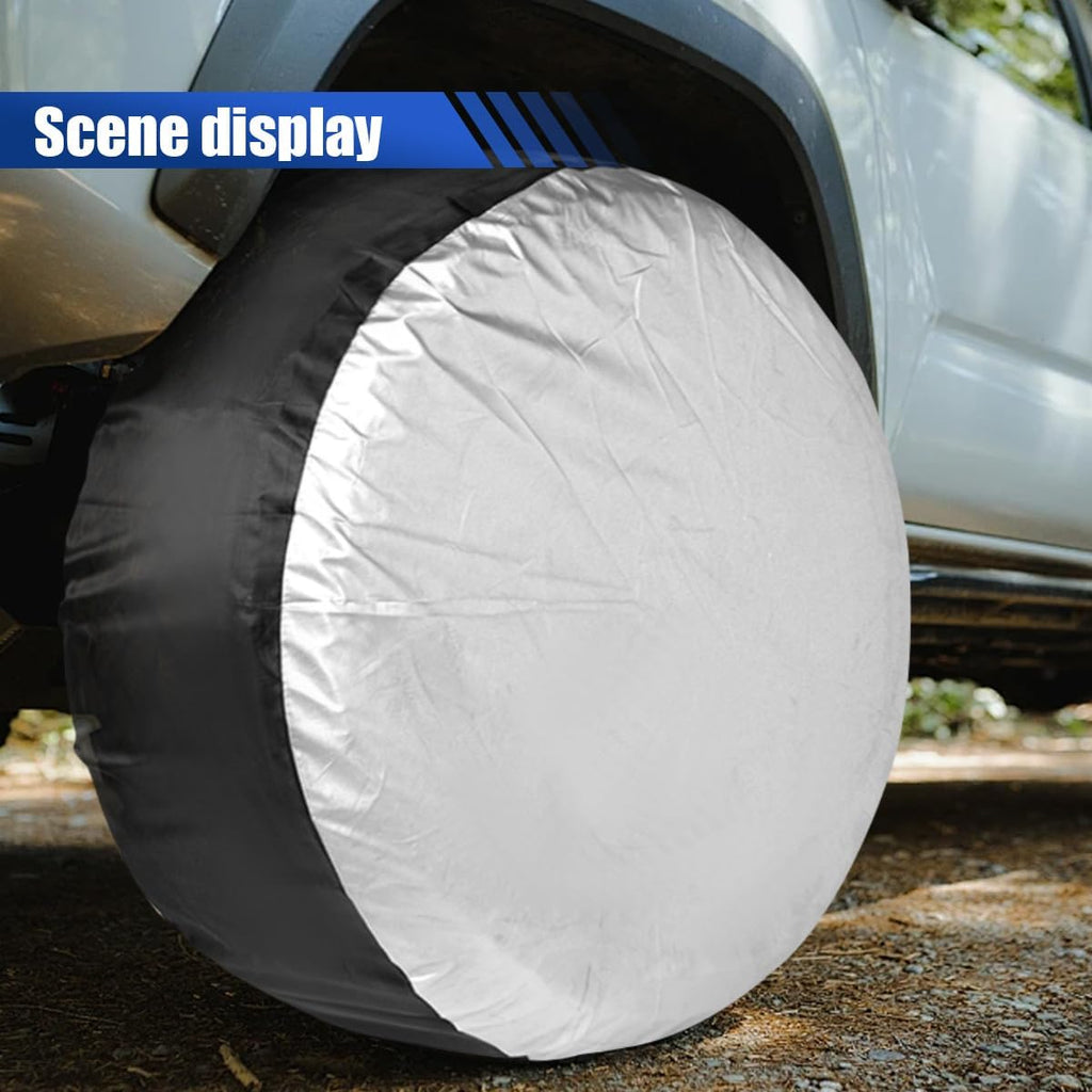 4PCS Car Tire Covers Set, Waterproof RV SUV Trailer Spare Tire Storage Bag with Handle, Portable Anti-UV Sun Snow Rain Wheel Cover, Dustproof Wheel Protector for 13-18 Inch Tires Diameter (S)