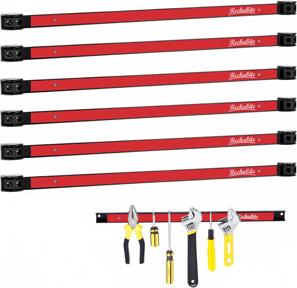 6 Pieces 24" Magnetic Tool Holder Strip, Metal Tool Organizer Rack