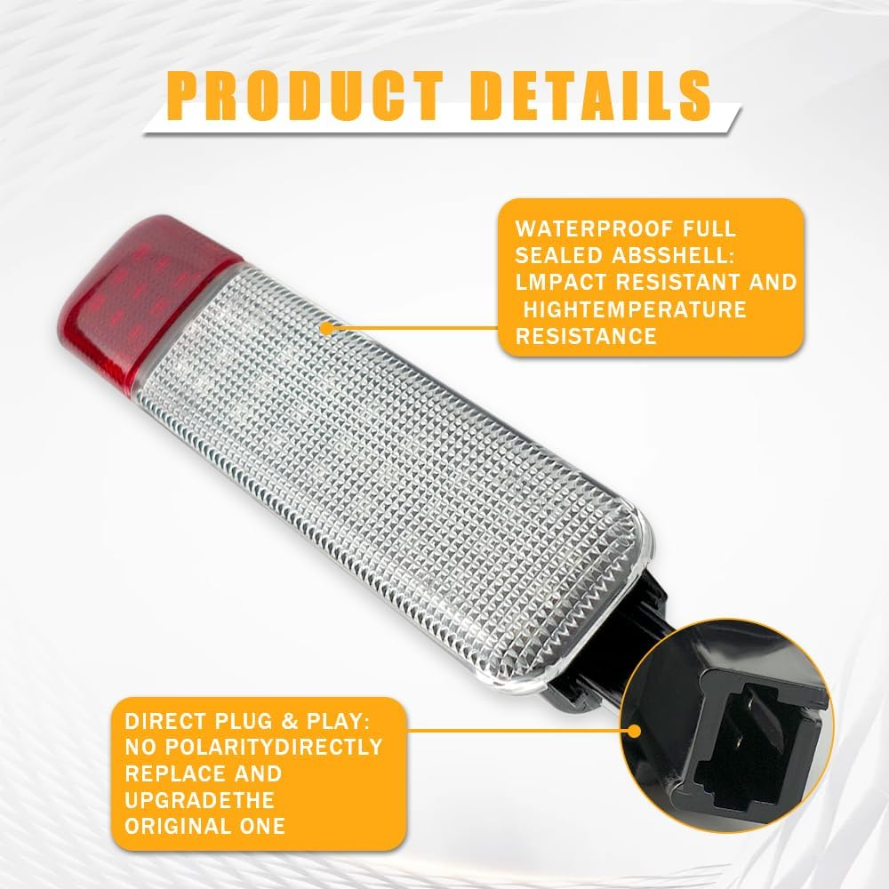 LED Interior Door Light with Red & Ice Blue Warning Lights, Compatible with 1999-2006 Chevy Silverado GMC Sierra Tahoe Suburban, DOT/SAE Approved, Pack of 2