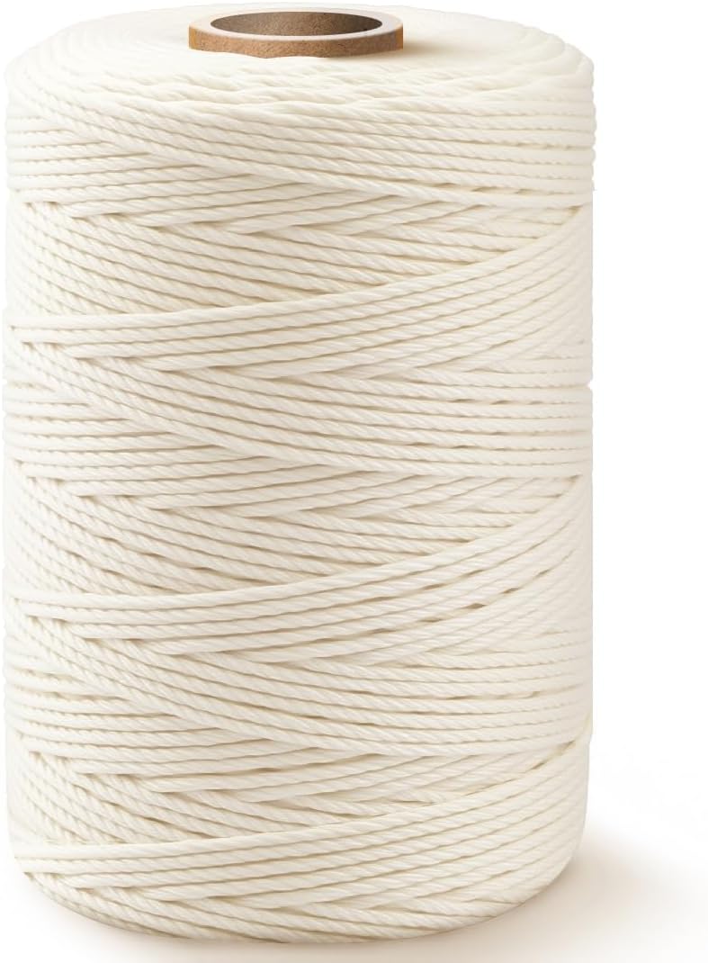 SMART&CASUAL 600 Feet 2mm Cotton Butcher Twine String Soft Food Safe for Cooking Craft Baker Kitchen Meat Turkey Sausage Roasting Gift Wrapping Gardening Crocheting Knitting