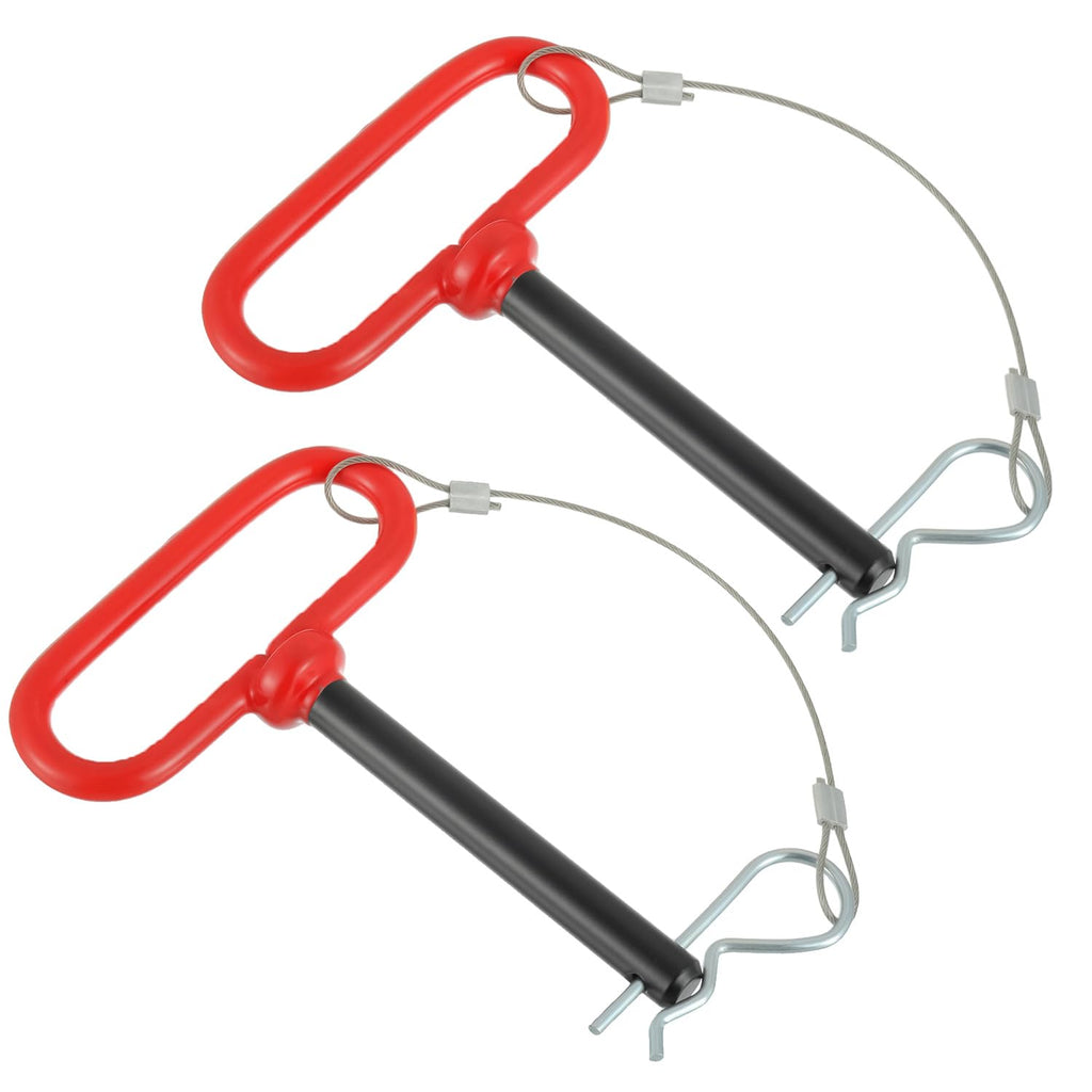 1/2" x 4" Trailer Hitch Pin | Clevis Pin Hitch with Rubber-Coated Handle, Trailer Gate Pin with Safety Clip Anti-Loss Rope (Pack of 2）