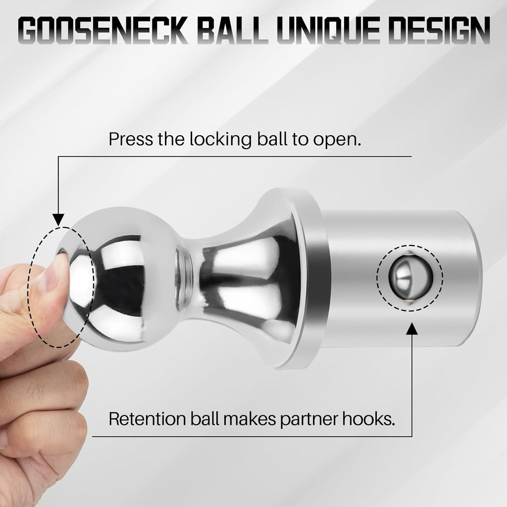 60618 Puck System Gooseneck Hitch Ball Kit with Case 38K 2 5/16 Ball Hitch Compatible with Dodge Ram 2500 3500 2013-2024 60638 60601 60617 Truck Bed with 2 Gooseneck Safety Chain Anchors