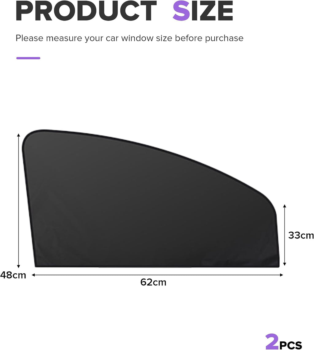 Car Window Shades,Car Accessories Magnetic Side Window Covers,Sun Blocker and UV Protector for Baby, Kids,Automotive Double Layer Curtain,Suitable for Most Car (Black, Front Window)