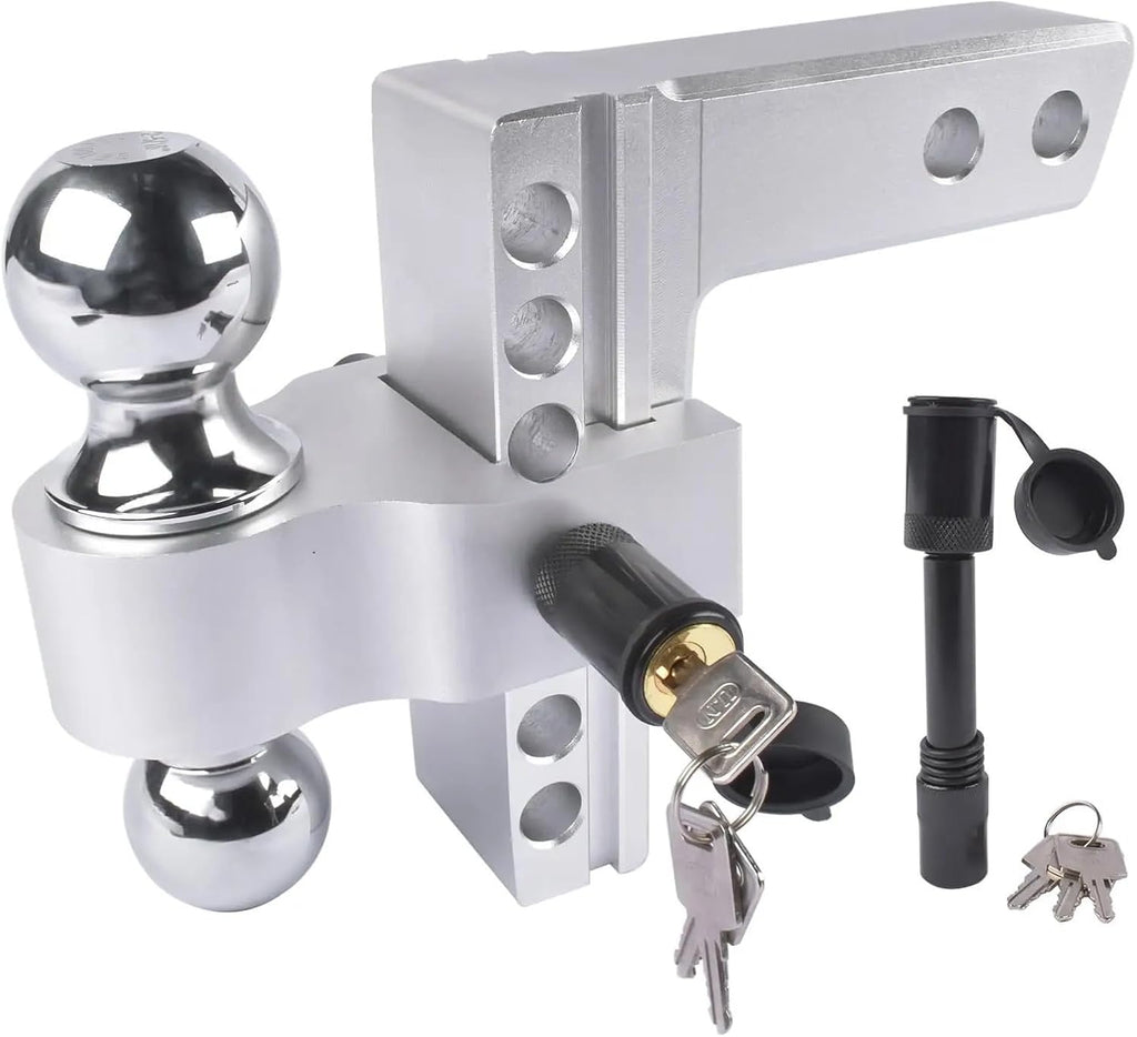 Adjustable 2" Trailer Hitch 6" Rise/Drop Dual-Ball 12500 LBS GTW with Locks
