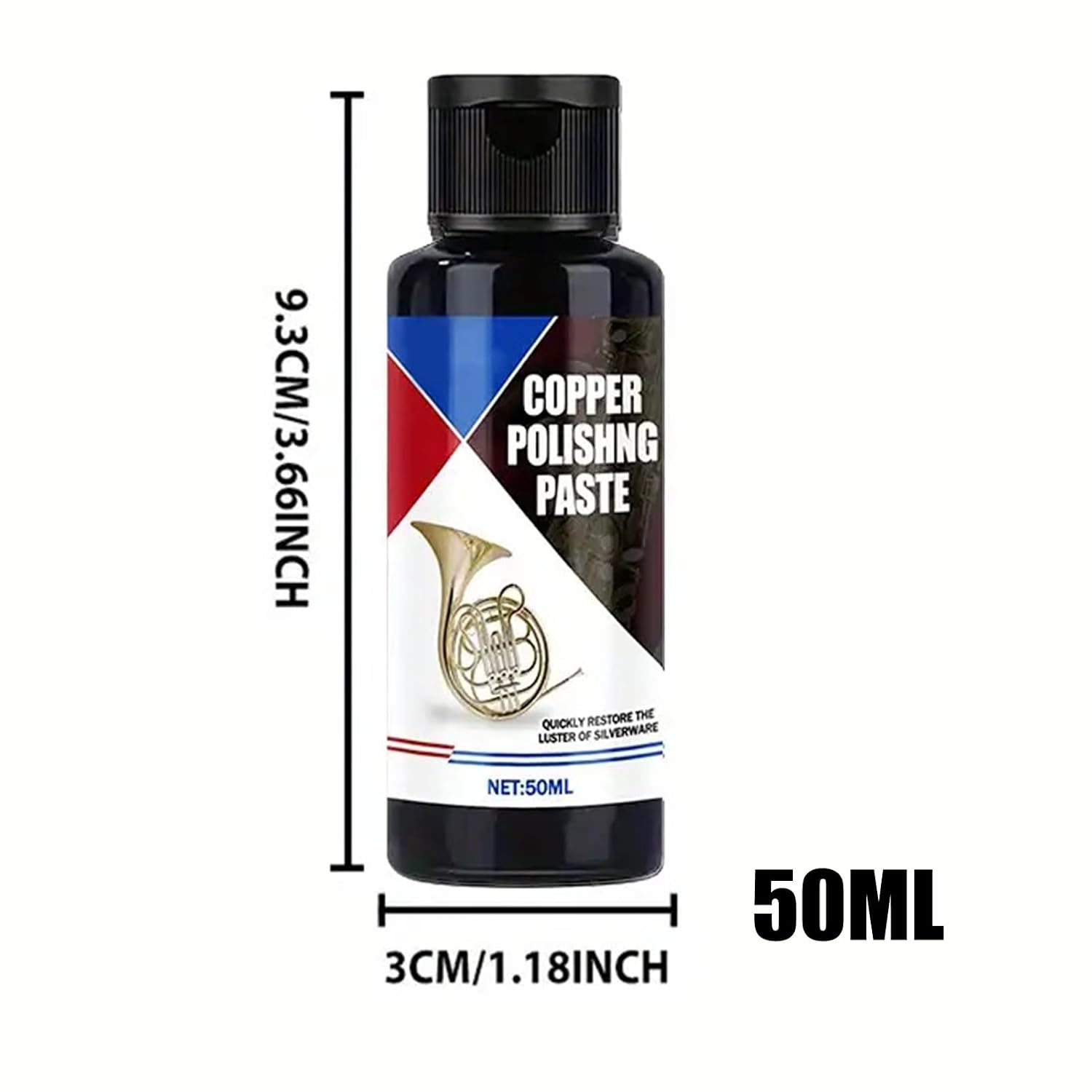 Brass Cleaner - 50ml Tarnish Remover and Polisher with Sponge for Bronze, Aluminum, Chrome, and Silverware, Fast-Acting Formula with Easy Application, Metal Cleaner for Watches, Stoves