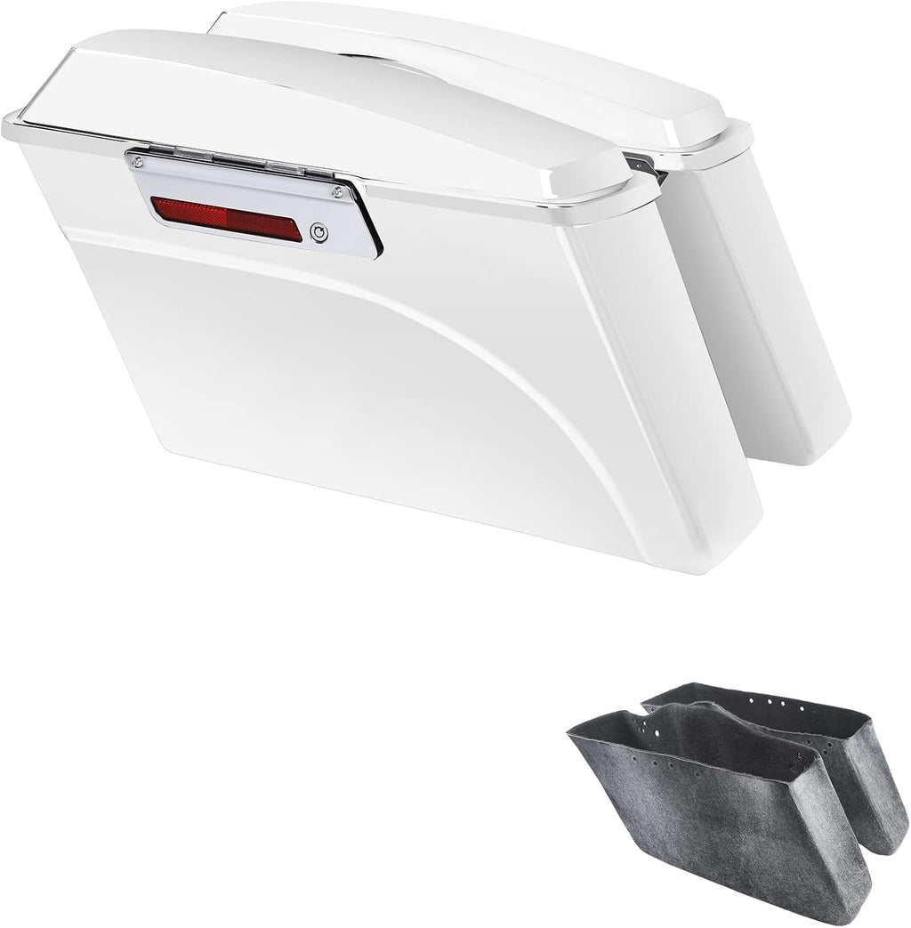 XFMT Motorcycle Saddlebags White Hard Saddle Bags Trunk