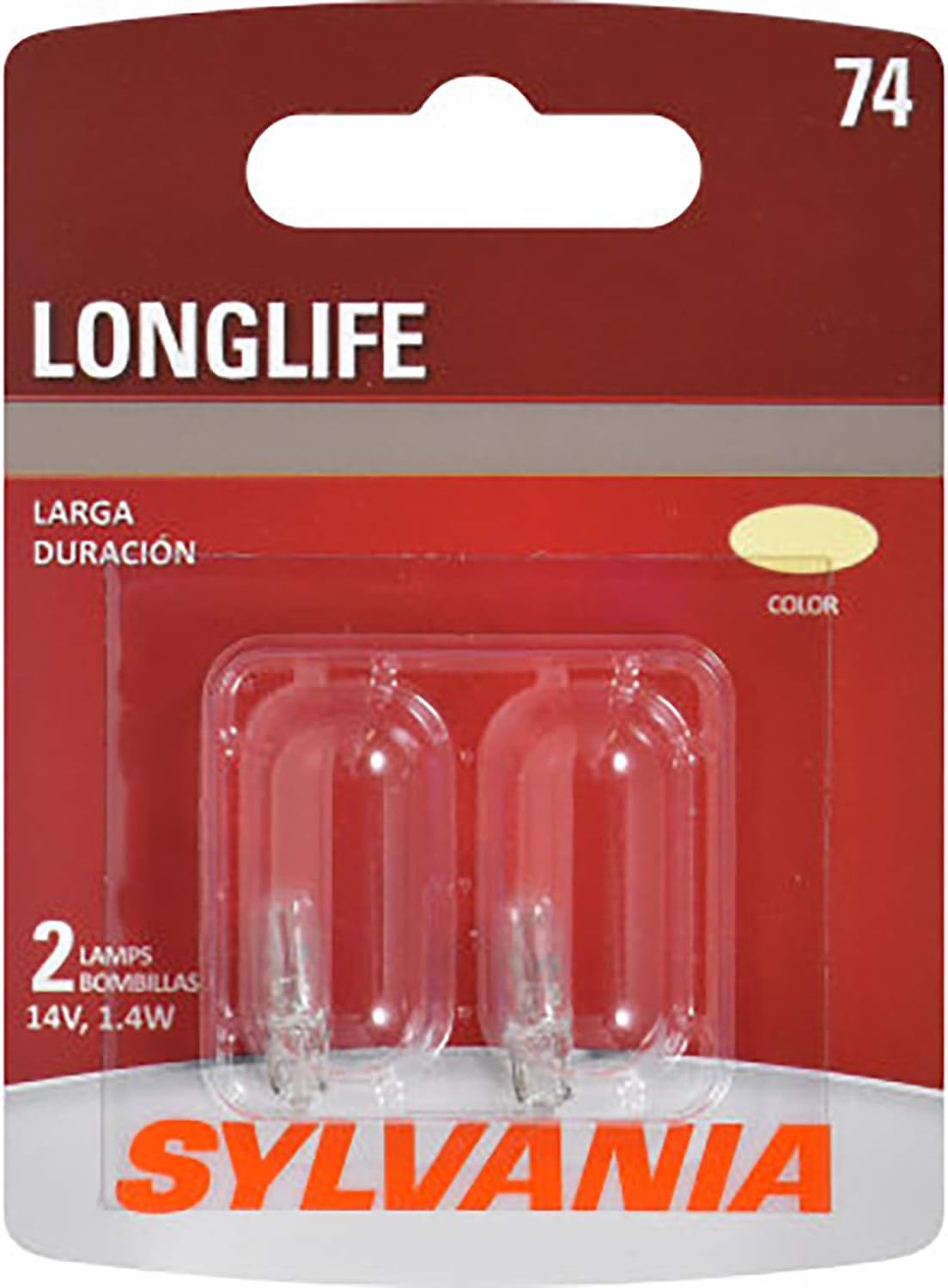 SYLVANIA - 74 Long Life Miniature - Bulb, Ideal for Interior Lighting – Courtesy, Ash Tray and More. (Contains 2 Bulbs)