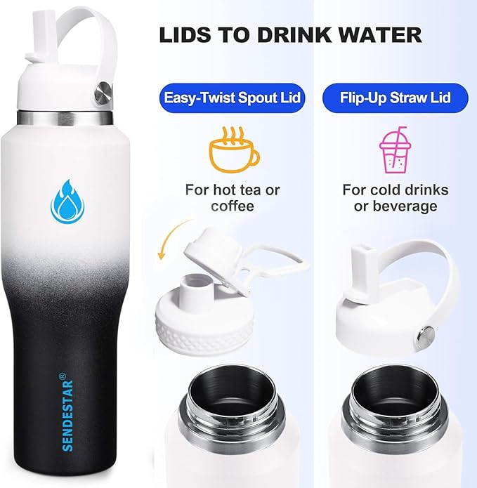 SENDESTAR SENDESTAR 40oz Stainless Steel Water Bottle, Double Wall Vacuum - Image 3