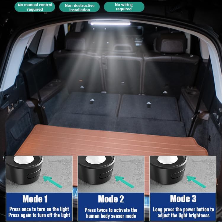 Trunk Light for Subaru Ascent 2019–2025, Car Trunk Automatic Sensor Light Led Light Usb Charging Car Dome Light Easy Install Magnetic Portable Three Modes,White Light
