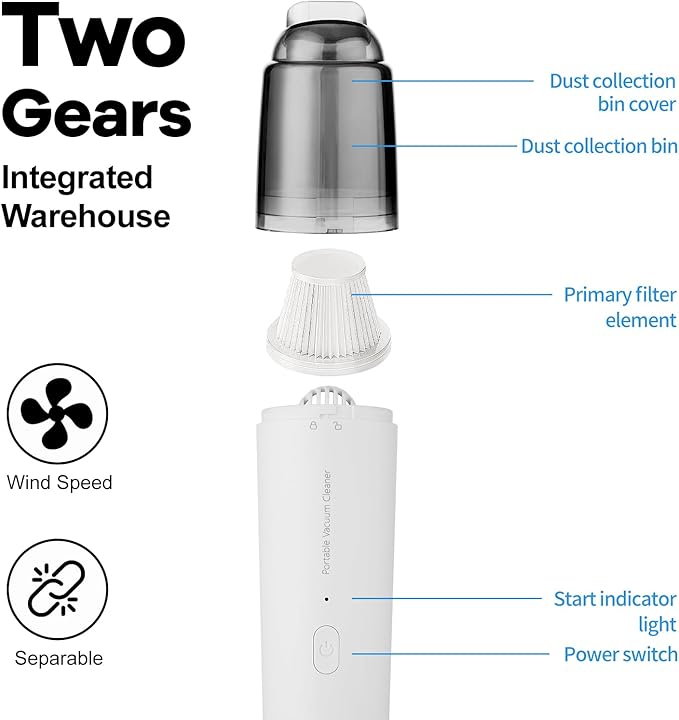 Mini Vacuum Cleaner Cordless, Portable Keyboard Vacuum Cleaner, Wireless - Image 2