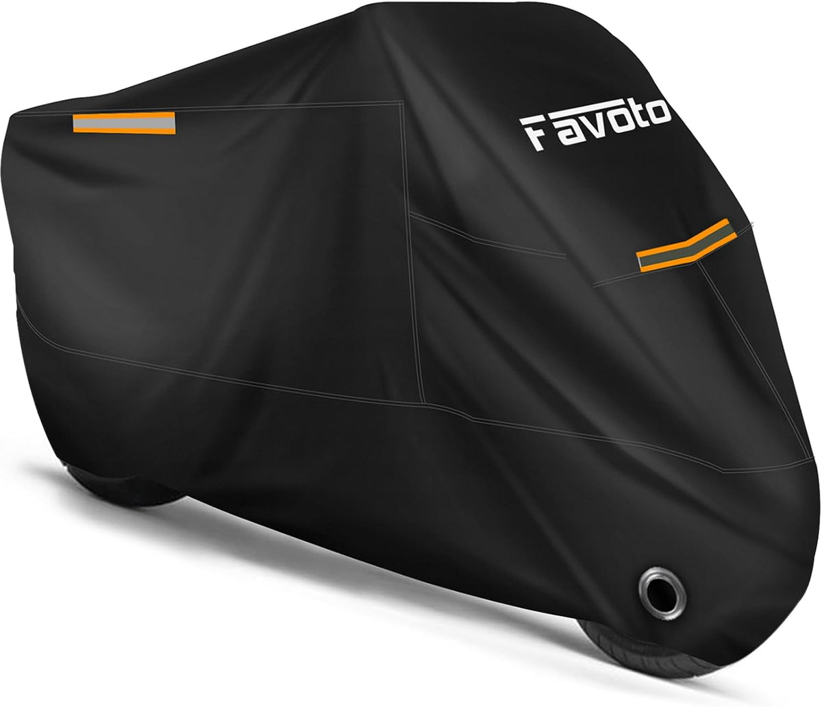 Favoto Motorcycle Cover Reflective Stripe Waterproof Outdoor Protection All