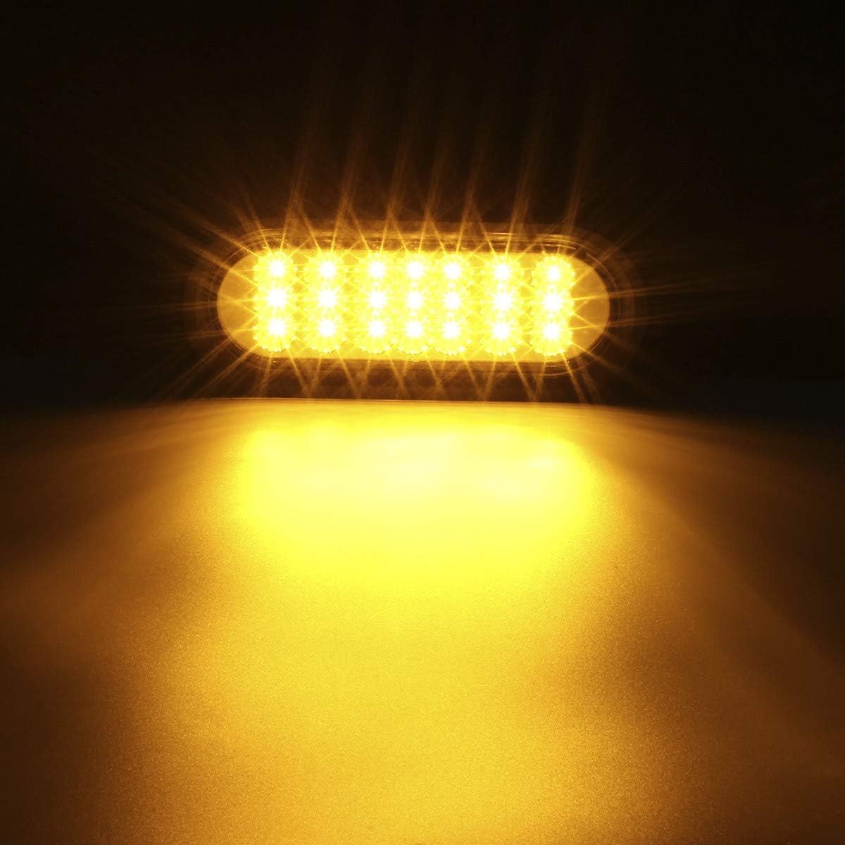 Partsam 2 Pcs AMBER Oval 6-1/2" Sealed LED Turn Signal and Parking Light Kit with Mounting Brackets, Grommet and Plug, Faceted Led Trailer Lights w Amber Reflector on trailers less than 80" wide