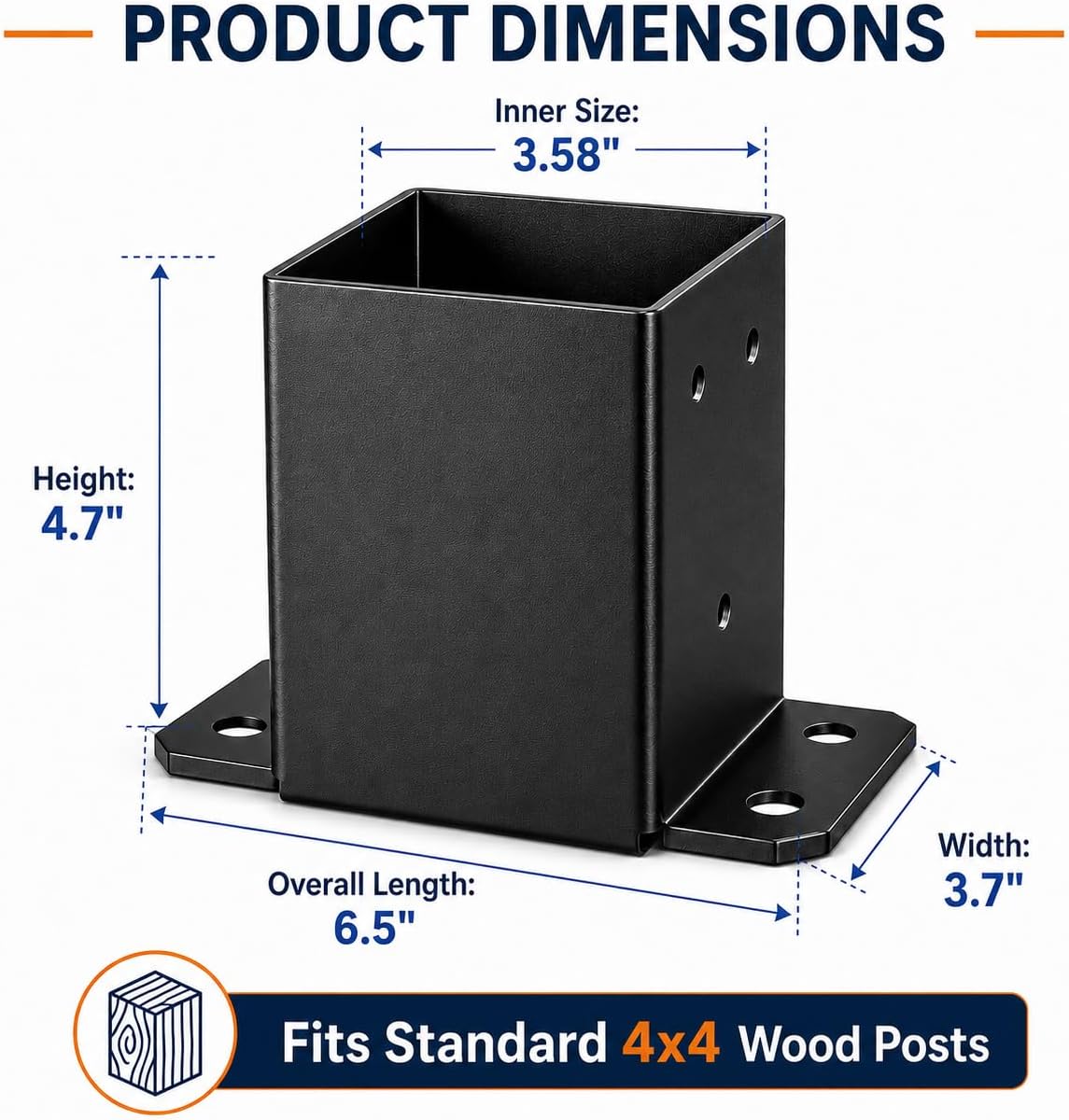 4x4 post base, 4x4 post bracket 4pcs, inner shown in use