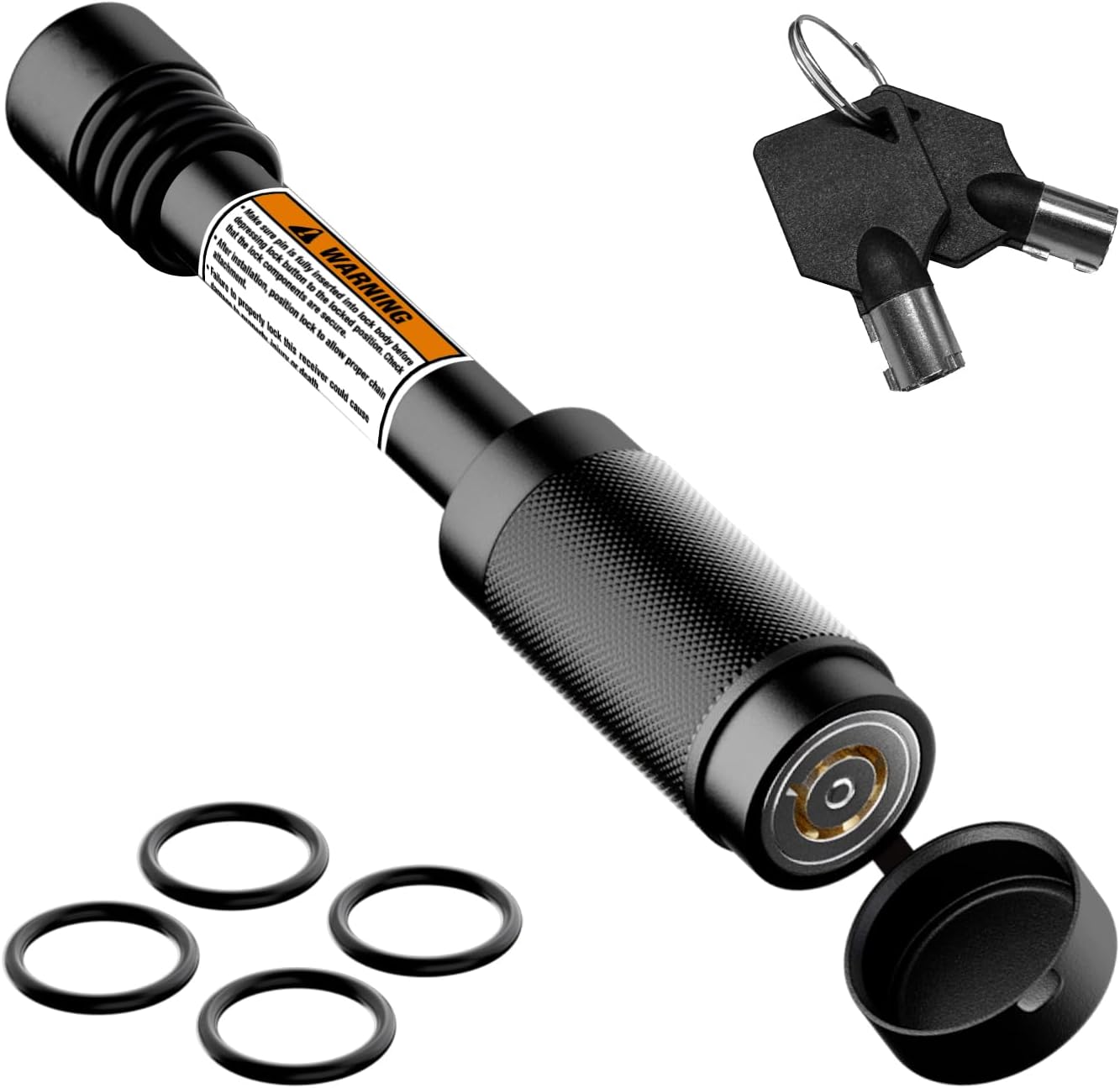 TIROL Trailer Hitch Lock Fits Class III IV 2" & 2-1/2" Receiver, 5/8" Dia 3-1/2" Long Pin Anti-Theft Tow Hitch Pin Lock with Push-to-Lock System, Anti-Rattle O-Rings for Trailer Truck SUV Boat
