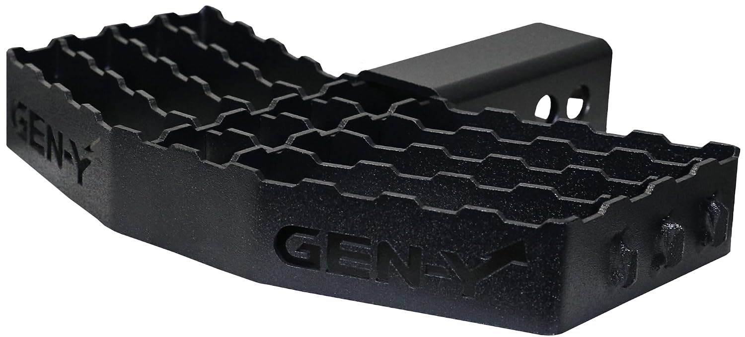 GEN-Y Hitch Serrated Hitch Step, Black, Fits 2-Inch Receiver | 400 LB Capacity, Non-Slip Design, Great for Scraping Boots & Shoes, For Truck or Hitch