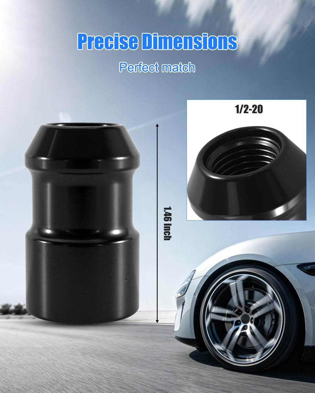 5 Pack Cone Seat Wheel Locks Replace 24548, 1/2"-20 Thread Size, Black