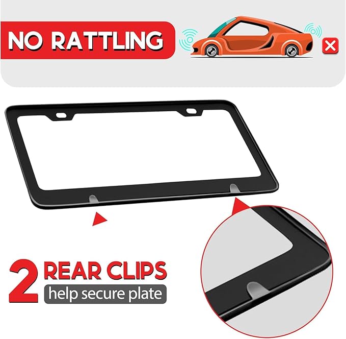 2 Pcs Sage Green Floral License Plate Frame Plant Flowers Stainless Steel - Image 4