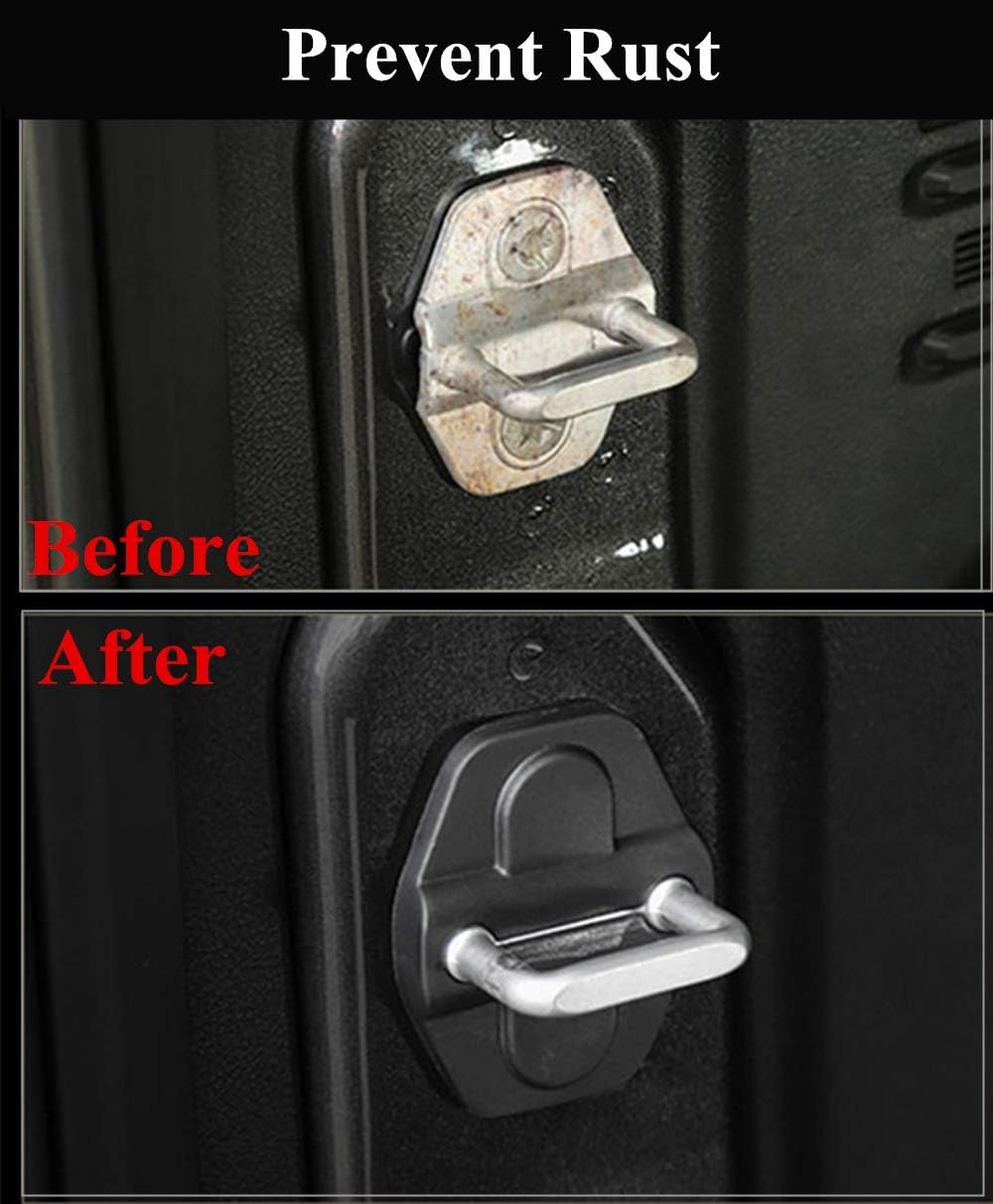 YOCTM Door Lock Decoration Cover for 2018-2026 Jeep Wrangler JL JLU 4XE Unlimited Sahara Sports Rubicon Gladiator JT Door Lock Cover Parts Accessories Black (2Door) (Pack of 4)