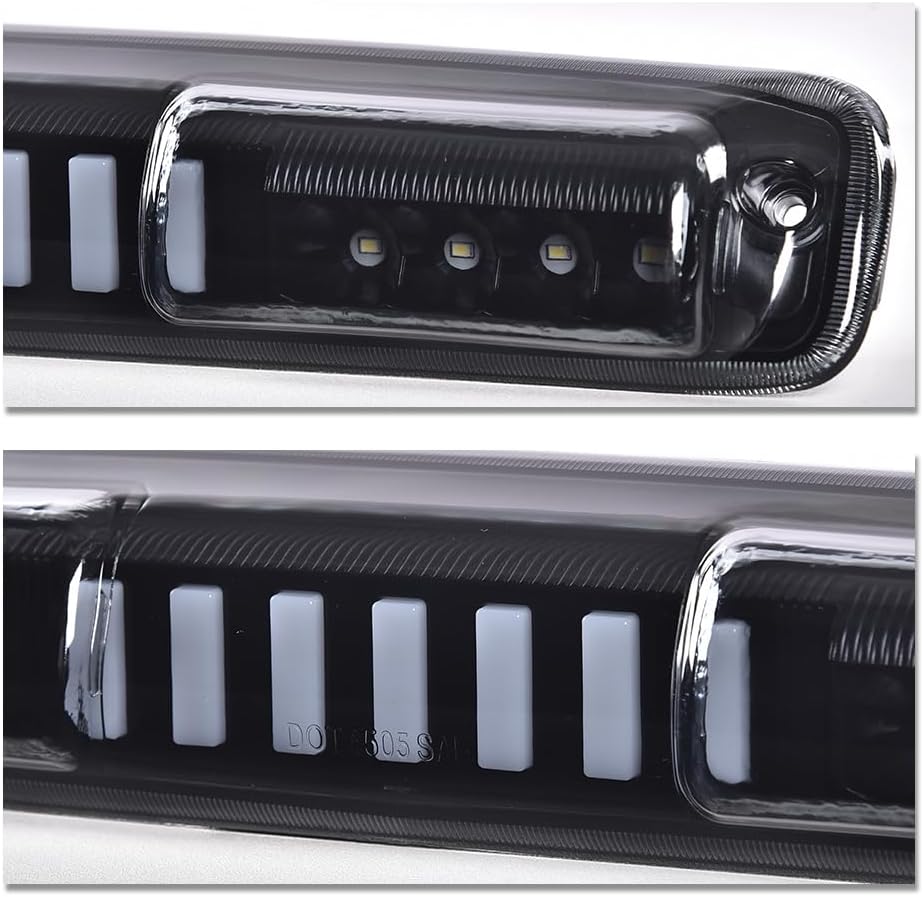 LQI LED 3rd Rear Type I Brake Light Cargo Lamp Compatible with Chevy Silverado/GMC Sierra 1500 2500 3500 & HD 1999-2007, Smoky Lens Black Housing