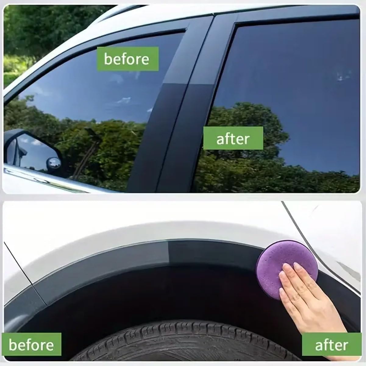 Premium Tire Coating & Trim Restorer: Bring Back the Original Deep Black Shine to Rubber and Plastic, Tire Coating Paste Rapid Acting, Tires Ceramic Coating Paste, Tires Nourish Cream for Cars (2)