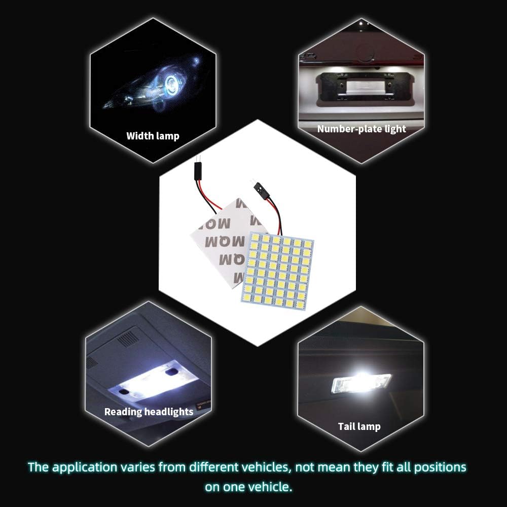 GLL Super White Energy-saving 5050 48-SMD LED Panel Dome Light Auto Car Interior Reading Plate Light Roof Ceiling Interior Wired Lamp+T10 BA9S Festoon Adapter-4pcs