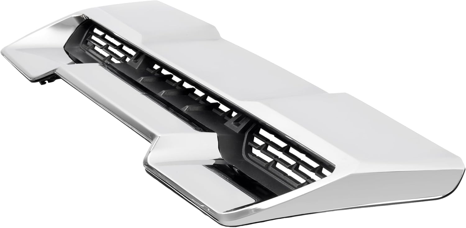 Front Upper Hood Scoop Vent Compatible with 2020-2023 GMC Sierra 2500 HD/3500 HD Replacement for 84802216 Air Vent Hoods Plastic (ABS+PP) Chrome Silvery+Black