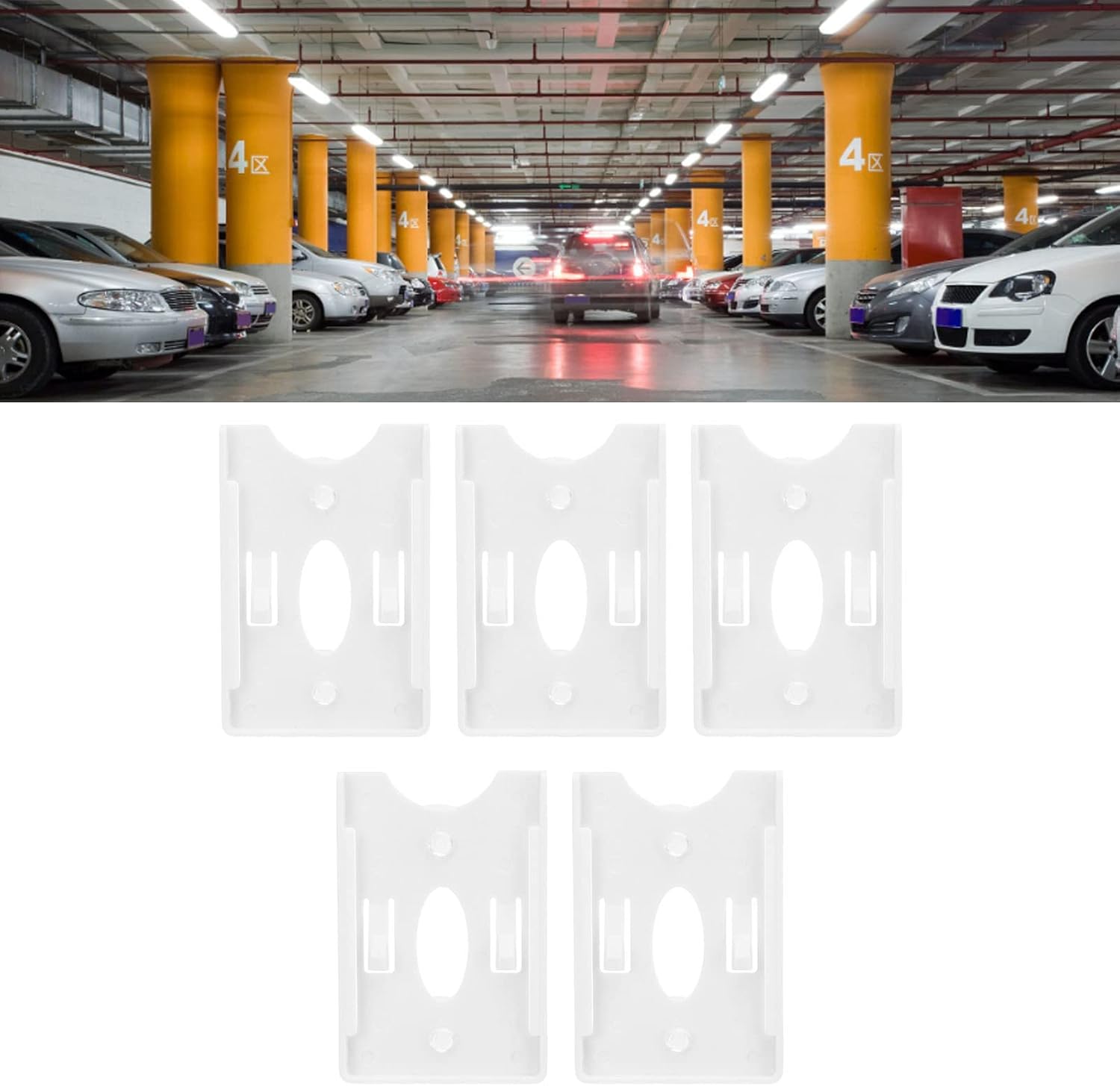 Windshield Card Holder and Secure Card Management, 5 Pcs IC Card Holder, Windshield Card Display Sleeve for Community & Vehicle Management, Fuel Card Holder for Vehicle (Suction cup)