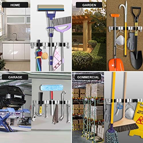 broom hanger wall mounted, 2pcs mop and broom on a desk or shelf